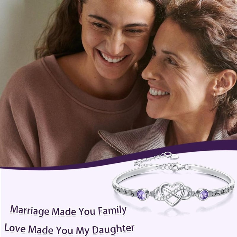AOBOCO 925 Sterling Silver Adjustable Infinity Heart Bangle Bracelet for Sister Best Friend Daughter Mom Grandma Granddaughter Daughter in Law Godmother Goddaughter Stepmom Stepdaughter - Image 4